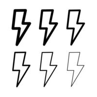 Lightning Bolt Multiples Set Outline Style vector