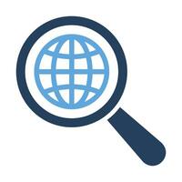 Magnifying Glass With Globe Grid vector
