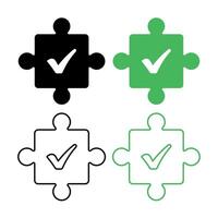 Puzzle Peice Check Mark Set vector