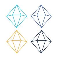 Gem Stone Outline Style Multiple Colours Set vector