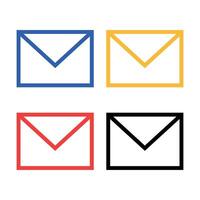 Envelope Outline Style Multiple Colours Set vector