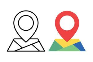 Location Pin On Map Outline And Flat vector