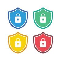 Shield With Padlock Multiple Colours Set vector