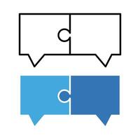 Two Message Bubble Puzzles Outline And Flat vector