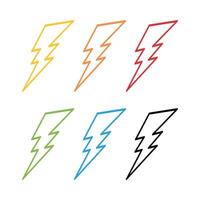 Lightning Bolt Outlines Style Multiple Colours vector