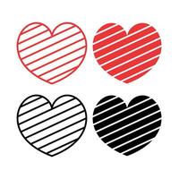 Heart Abstract Lines Style Set vector