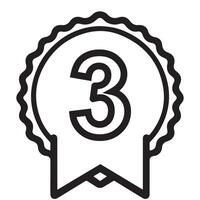 Third Place Achievement Outline Number Three Prize Icon vector