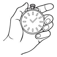 Hand holding stopwatch design for timing and precision measurement vector