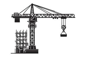 Silhouette Illustration of a Construction Crane for Building Projects vector
