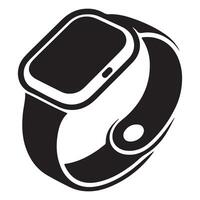Silhouette Illustration of a Modern Smart Watch with Digital Screen vector