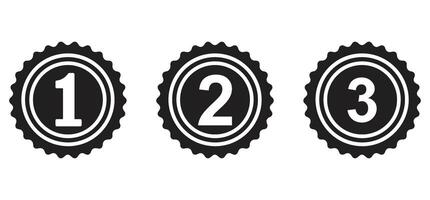 Ranking Badges with Numbers One Two Three Isolated Graphics vector