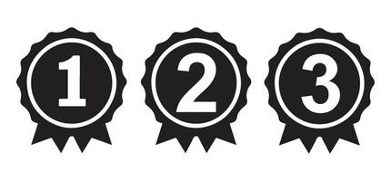 Ribboned Ranking Badges Set Icons for Top Three Positions vector