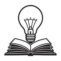 Open Book and Light Bulb Illustration Concept of Knowledge Inspiration vector