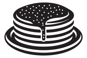 Pancake stack silhouette with syrup breakfast food illustration vector