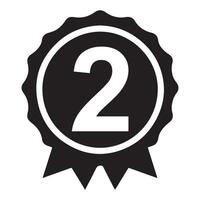 Secure Second Position Black Silhouette Number Two Award Symbol vector
