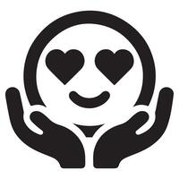 Loving Emoji with Hands Illustration for Positive Messages vector