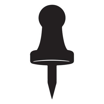 Black Push Pin Illustration for Office and Design Use