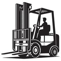 Efficient Material Handling with Forklift Silhouette Illustration for Logistics vector