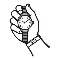 Stylish Hand with Watch Illustration Art for Time Management Designs vector