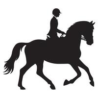 Elegant Horse and Rider Silhouette Illustration for Equestrian Enthusiasts and Designers vector