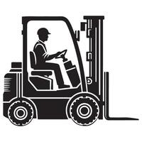 Operator Driving Forklift Silhouette Illustration for Industry Usage vector