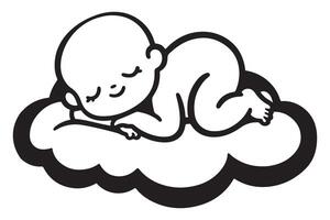 Sleeping Baby on Cloud Graphic Represents Innocence and Dreams vector