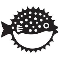 Puffer Fish Illustration Image of Inflated Fish with Spikes vector