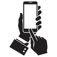 Mobile Phone Interaction Hands Holding and Touching Smartphone Screen vector