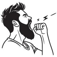 Passionate Man Yelling Silhouette Graphic for Expressive Design Projects vector