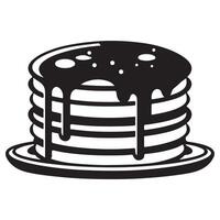 Stack of Pancakes with Syrup Black Silhouette Illustration vector