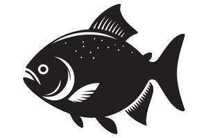 Piranha Fish Silhouette Art Aquatic Predator Illustration Design vector