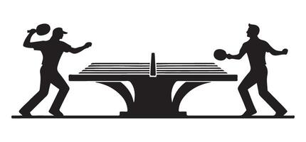 Dynamic Table Tennis Match Silhouette A Competitive Sporting Scene vector