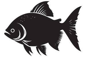 Piranha Fish Illustration With Sharp Teeth and Dark Silhouette vector