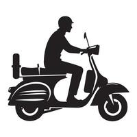 Retro Scooter Illustration with Rider Silhouette Design Element vector