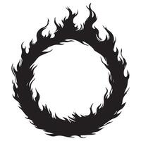 Silhouette Circle of Fire Fiery Ring Effect Graphic Design Element vector