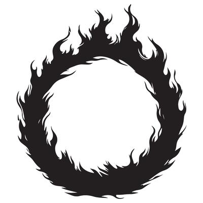 Silhouette Circle of Fire Fiery Ring Effect Graphic Design Element