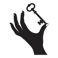 Skeleton Key Silhouette Security Unlock Access Opportunity Solution Concept vector