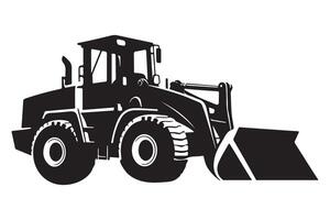 Bulldozer front loader silhouette illustration for construction projects vector