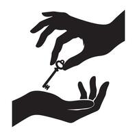 Key Exchange Symbol of Transferring Control Ownership Silhouette vector