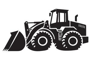Silhouette illustration of heavy bulldozer front loader machine vector
