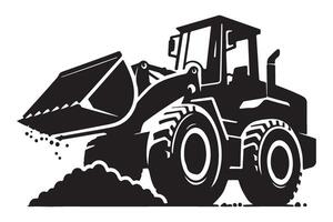 Heavy Construction Front End Loader Silhouette Illustration for Building Projects vector