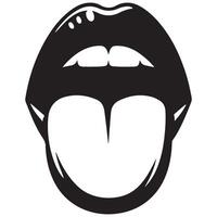 Bold silhouette illustration of open mouth and tongue for edgy design vector