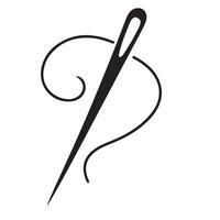 Silhouette of Needle and Thread Artistic Crafting Design Element for Sewing Projects vector