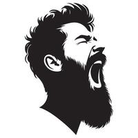 Screaming Man Silhouette Expressing Intense Emotion and Distress vector