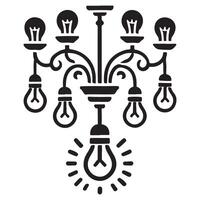 Elegant Chandelier Icon with Bulbs Displaying Light and Decoration vector