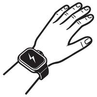 Smartwatch on Wrist Silhouette with Charging Icon Display vector