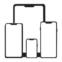 Modern digital devices silhouettes smartphones tablets for responsive website design vector