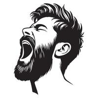 Silhouette of Bearded Man Expressing Yawning Fatigue Style Illustration vector