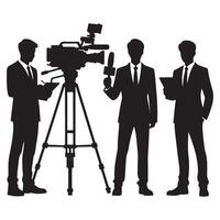 News Crew with Camera and Microphone Illustration Artwork vector