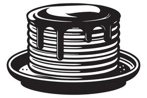 Tall Stack of Pancakes with Dripping Chocolate Sauce Illustration vector
